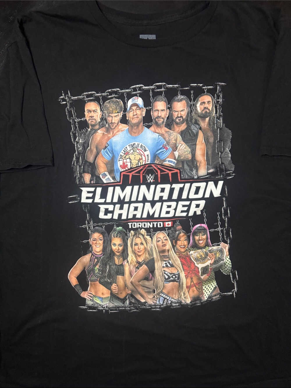 WWE Elimination Chamber Toronto Black Graphic Tee